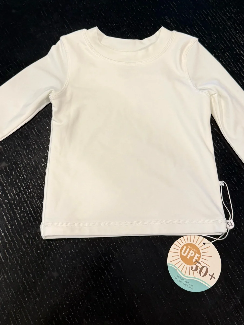 Caden Lane White Long Sleeve Kids Swim Tee